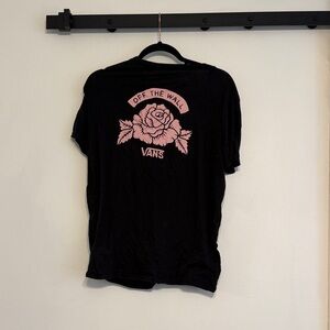Vans Black Tee with Pink Floral Design